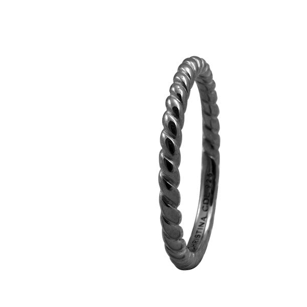 Christina Collect rope ring i oxideret sølv fra Christina Jewelry & Watches – oxideret sølvring med reb-inspireret design.