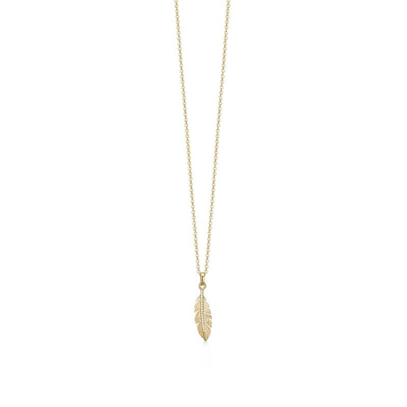 Aagaard vedhæng i 8 kt guld med zirkonia og forgyldt kæde 45 cm