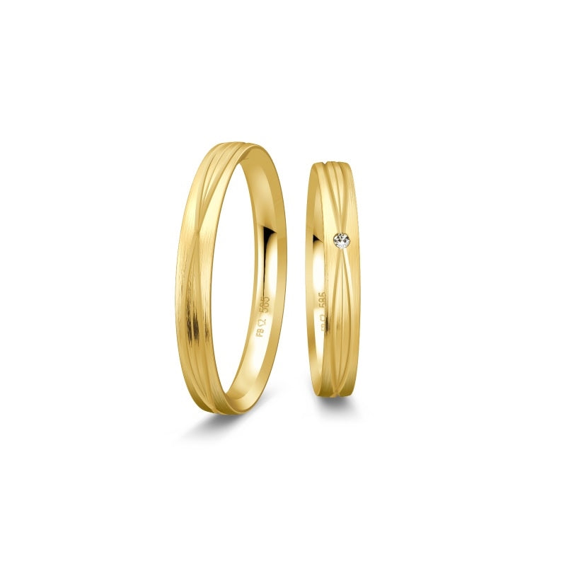 Tidløse Breuning vielsesringe i 8 eller 14 karat guld med 0,02 ct diamant