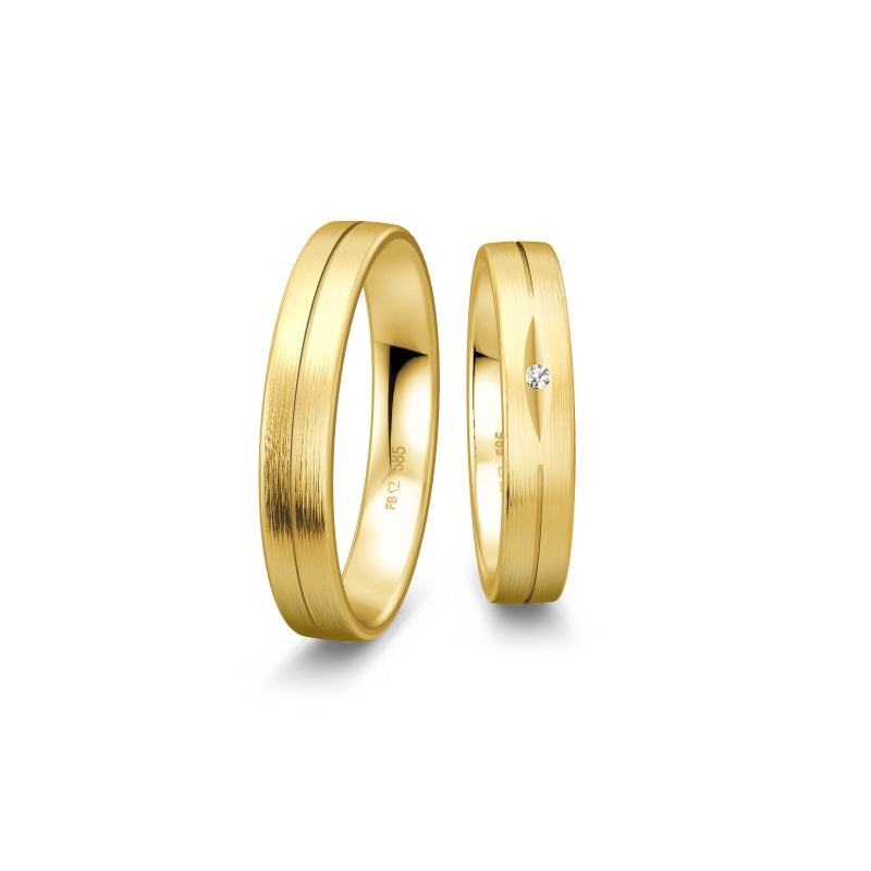 Tidløse Breuning vielsesringe i 8 eller 14 karat guld med 0,01 ct diamant