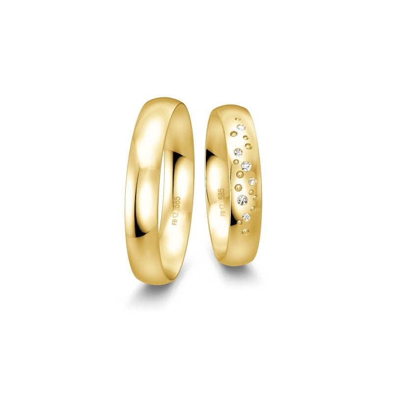 Særprægede Breuning vielsesringe i 8 eller 14 karat guld med 0,042 ct diamanter