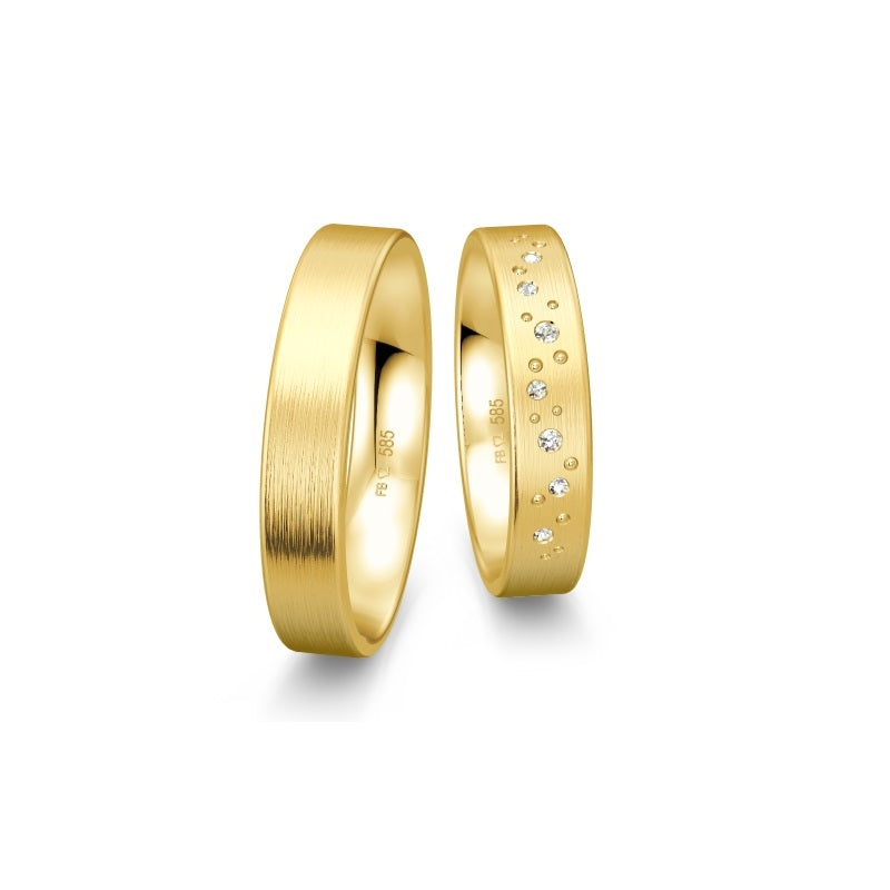 Eksklusive Breuning vielsesringe i 8 eller 14 karat guld med 0,048 ct diamanter