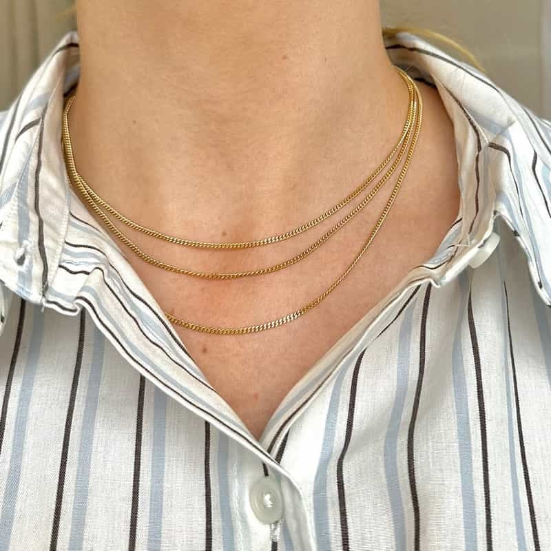 Panser Facet Halskæde i 14kt. guld 0,55 bred  40+42+45 cm