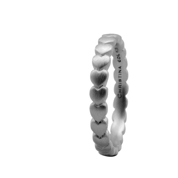 Christina Collect Hearts ring i mat sølv 3 mm fra Christina Jewelry & Watches – sølvring med sammenhængende hjerter.