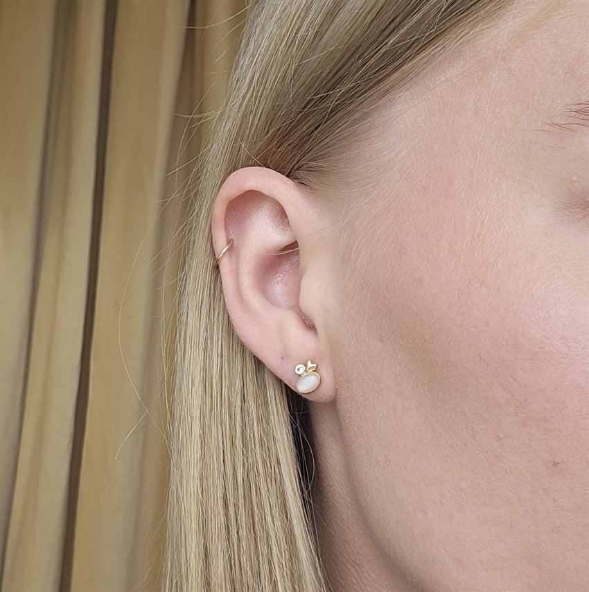 Rabinovich øreringe i 14 kt guld med månesten og zirkoner