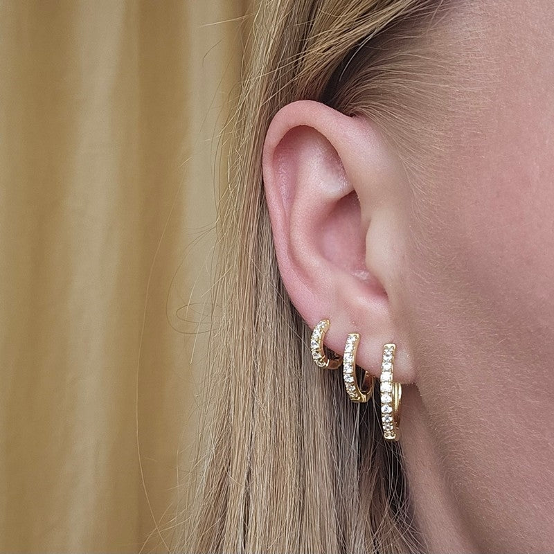 Aqua Dulce darling hoop øreringe i forgyldt sølv med zirkonia, 15 mm