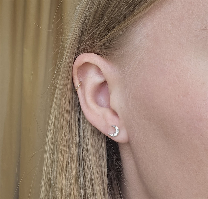 Aqua Dulce moon øreringe i sterlingsølv med zirkonia 6 mm