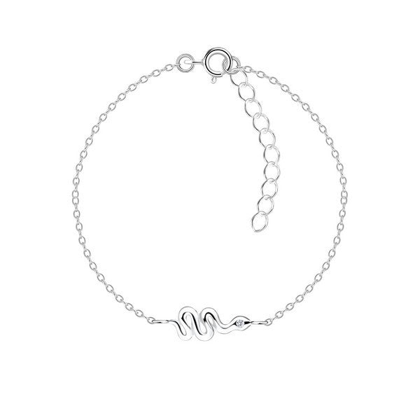 ByBirch børnearmbånd i sølv med slangevedhæng 15+3 cm