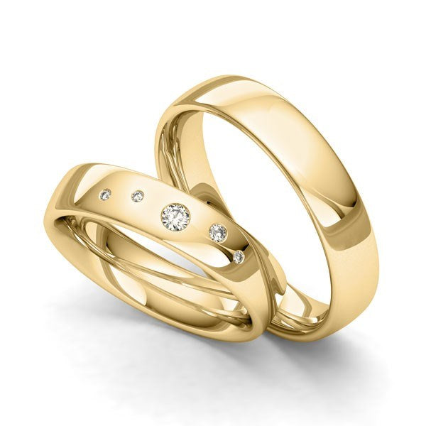 Tidløse Siersbøl vielsesringe i 14 eller 9 karat guld med 0,08 ct diamanter