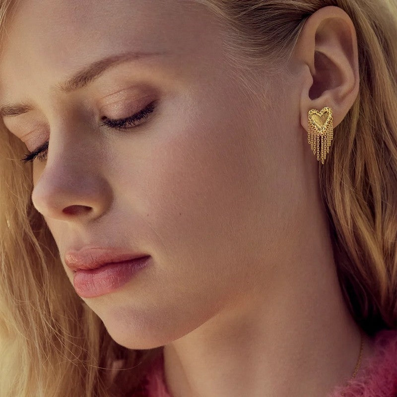 Giulietta hjerteøreringe i forgyldt sølv fra Maanesten