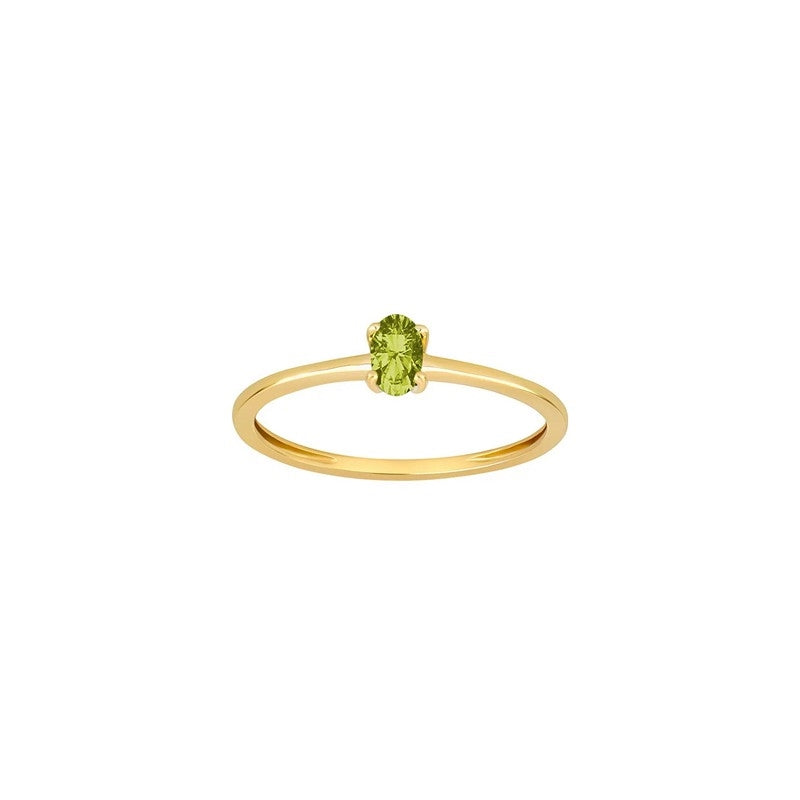 Siersbøl ring i 8 karat guld med oval grøn peridot – elegant og tidløst design.