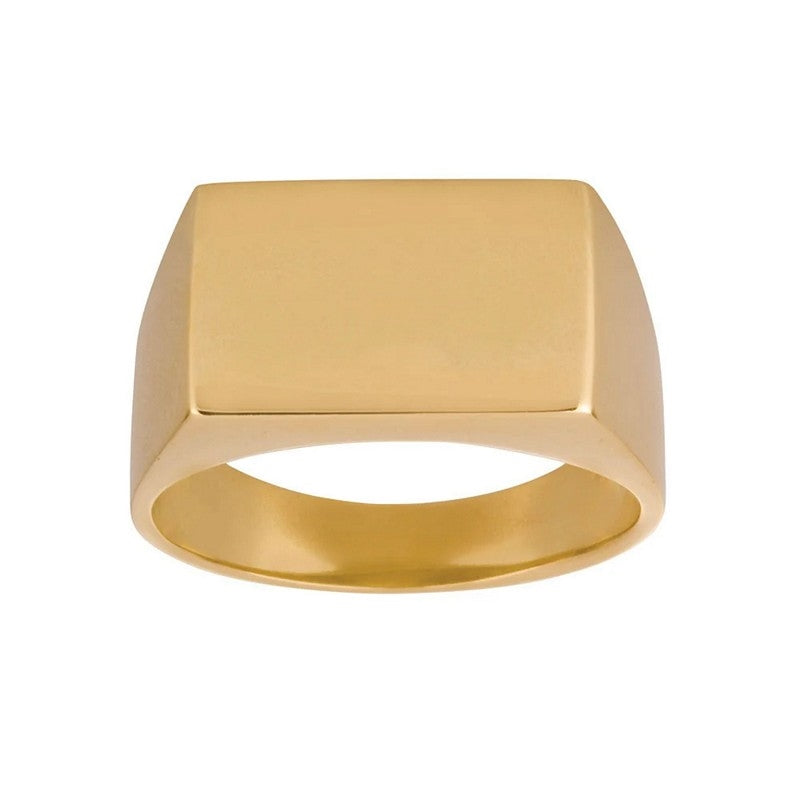 Son of Noa signetring til mænd fra Nordahl Andersen i 8 eller 14 kt guldbelagt med rektangulær, blank topflade.
