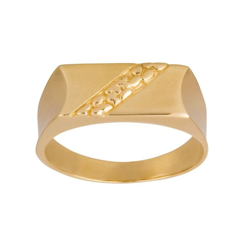 Son of Noa signetring fra Nordahl Andersen i 8 eller 14 karat guld med rektangulær top og rustik skråsnit.