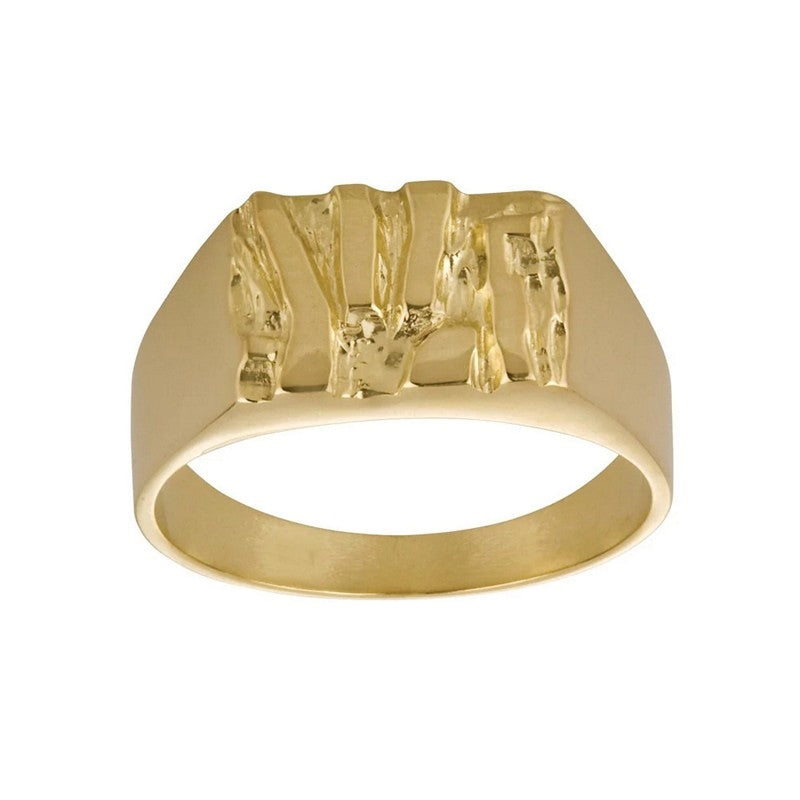 Son of Noa signetring til mænd fra Nordahl Andersen i 8 eller 14 karat guld med rektangulær, rustik topflade.