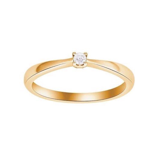 Siersbøl Heart ring i 14 karat guld med diamant i rund facon og fire grabber.