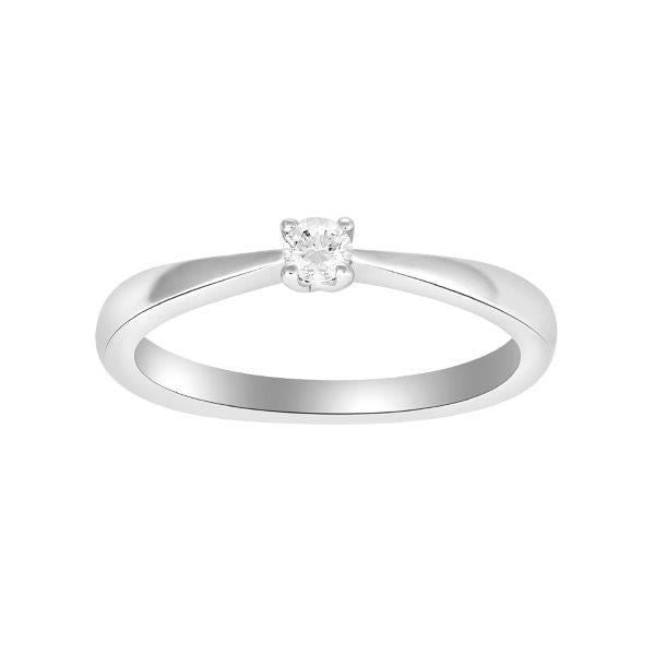 Siersbøl prinsessering i 14 karat hvidguld med 0,20 ct Wesselton/SI diamant fra Heart-kollektionen.