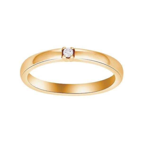 Siersbøl Heart alliancering i 14 karat guld med diamant 0,03 ct – elegant guldring med enkelt nedfattet diamant.