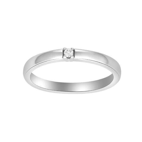 Tidløs Siersbøl heart alliancering i 14 karat hvidguld med 0,03 ct diamant – elegant ring med enkel diamant.