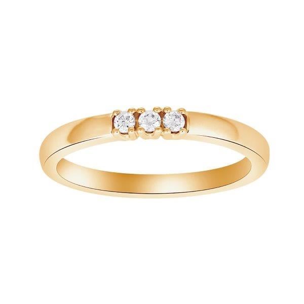 Siersbøl Heart alliancering i 14 karat guld med 3 diamanter á 0,03 ct