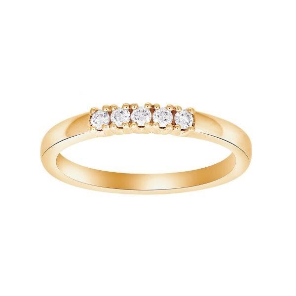 Tidløs Siersbøl Heart alliancering i 14 karat guld med 5 diamanter á 0,03 ct – elegant gullig diamantring.