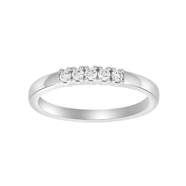 Siersbøl Heart alliancering i 14 karat hvidguld med 5 diamanter á 0,03 ct – klassisk og tidløs ring.