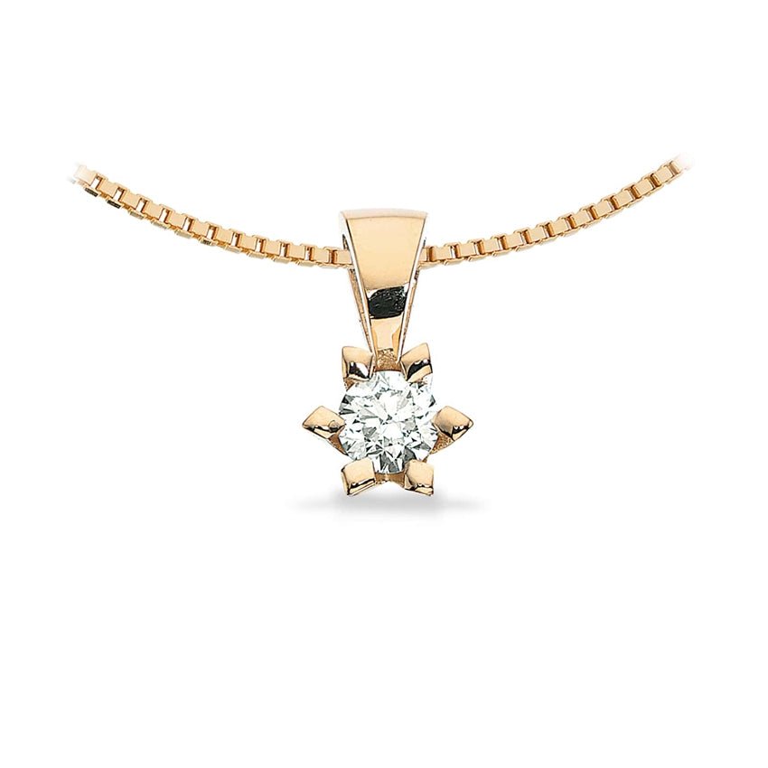 Victoria vedhæng fra Scrouples i 14 karat guld med rundslibet diamant 0,05–0,50 ct (TW/SI).