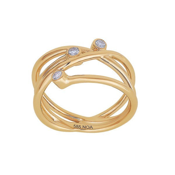 Siersbøl ring i 14 karat guld med 3 diamanter 0,12 ct