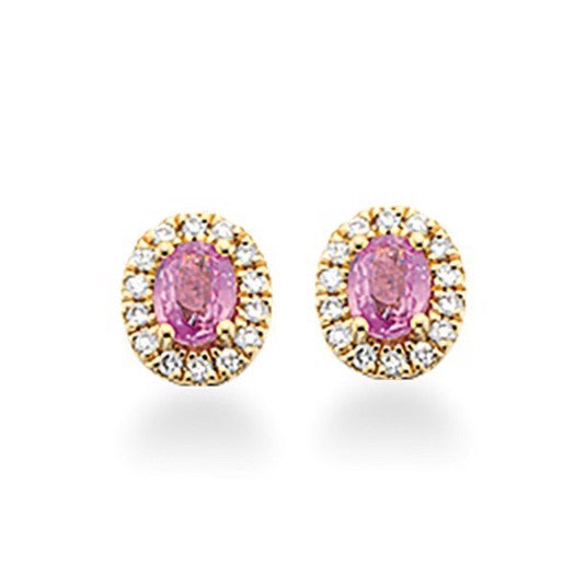 Scrouples øreringe i 14 karat guld med pink safir