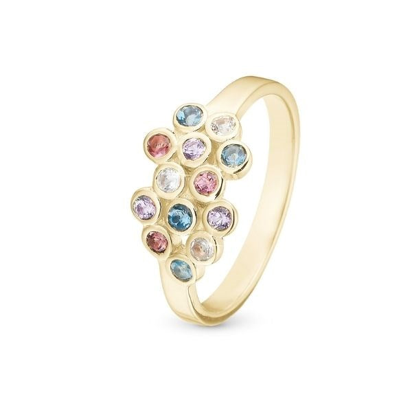 COLORFUL CHAMPAGNE ring i forgyldt sølv med flerfarvede ædelsten fra Christina Jewelry & Watches.