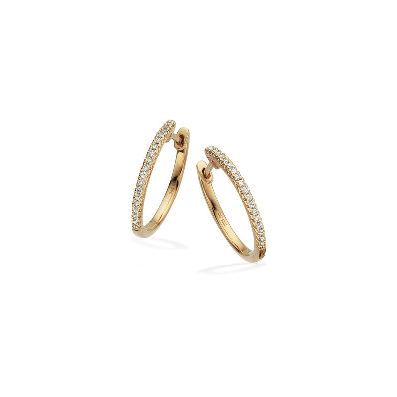 Dazzling creoler i 14 karat guld med 0,14 ct diamanter og 17 mm diameter fra Scrouples.
