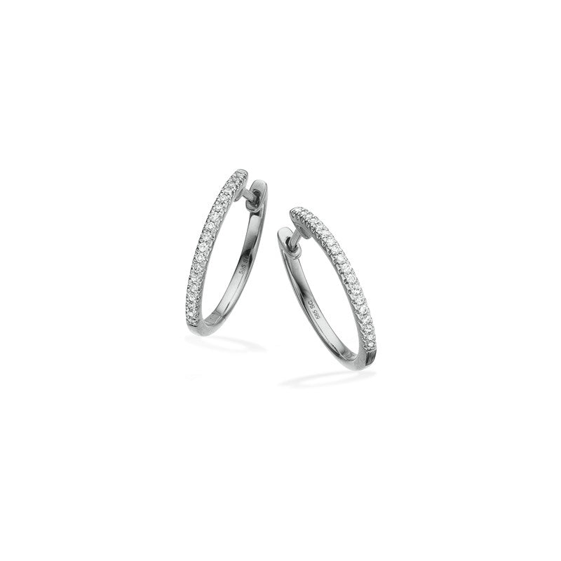 Scrouples Dazzling creoler i 14 karat hvidguld med 0,14 ct diamanter, 17 mm.