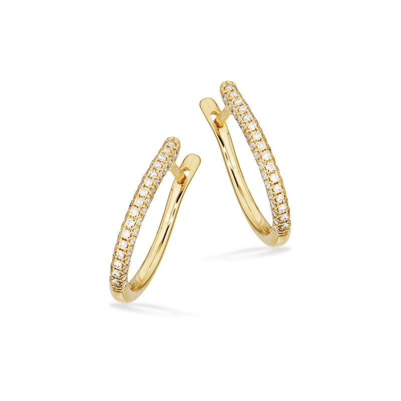 Dazzling creoler i 14 karat guld med 0,34 ct diamanter fra Scrouples i klassisk creolform.