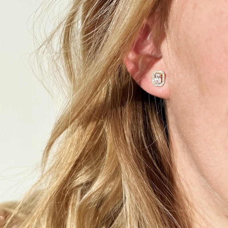 Scrouples øreringe i 8 kt guld med baguette zirkonia