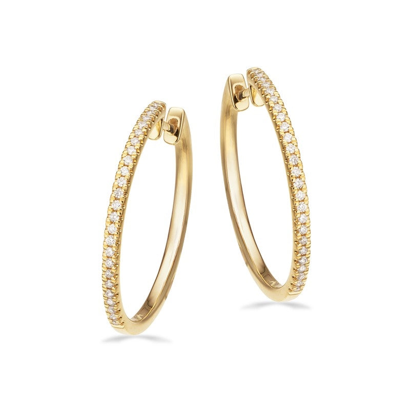Dazzling creoler i 14 karat guld med 0,19 ct diamanter, 20 mm fra Scrouples.