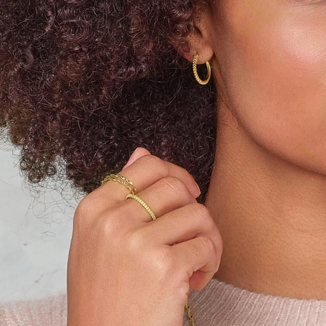 NICE52 creoler i forgyldt sølv med takker fra Nordahl Andersen, 18 mm