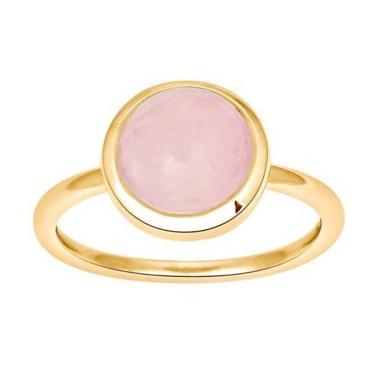 Nordahl Jewellery SWEETS52 ring i 18 karat forgyldt sølv med rund rosakvarts på 10 mm.