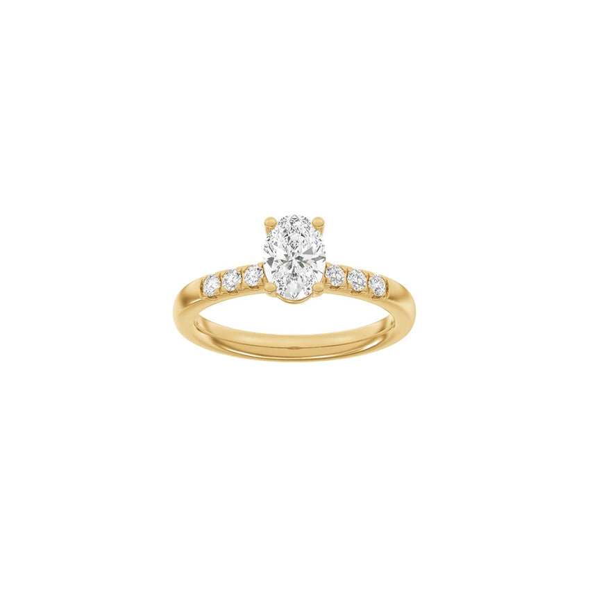 Luxury oval ring i 14 karat guld med lab-grown diamant 1,2 ct fra Siersbøl – elegant forlovelsesring med oval facet og side-sten.