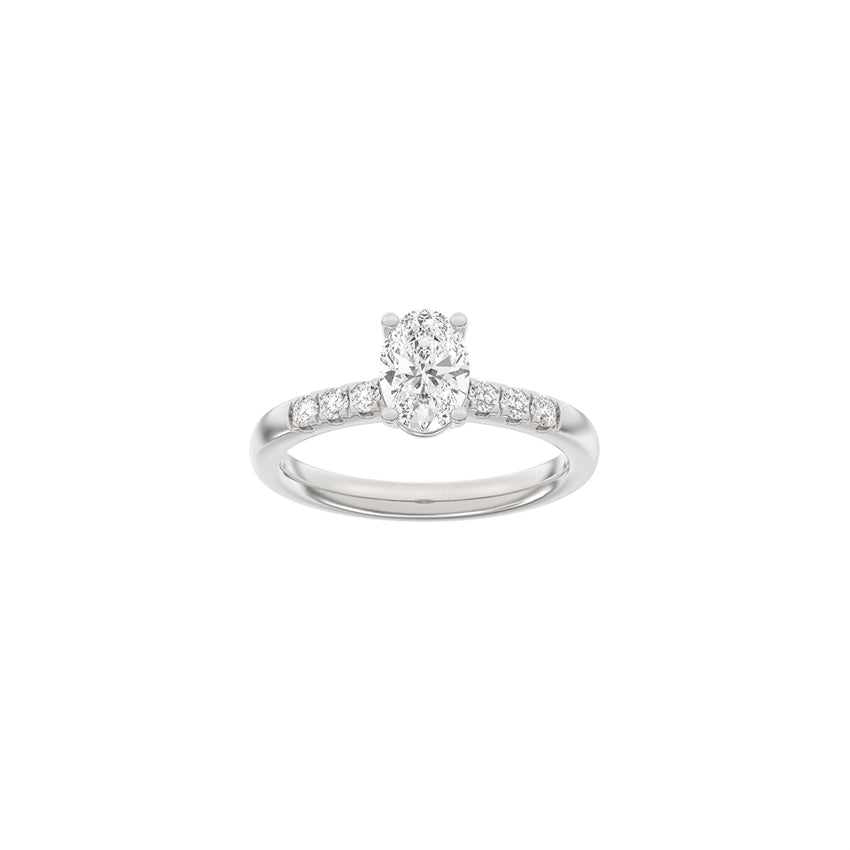 Luxury oval ring i 14 karat rhodineret hvidguld med 1,2 ct lab-grown diamanter fra Siersbøl.