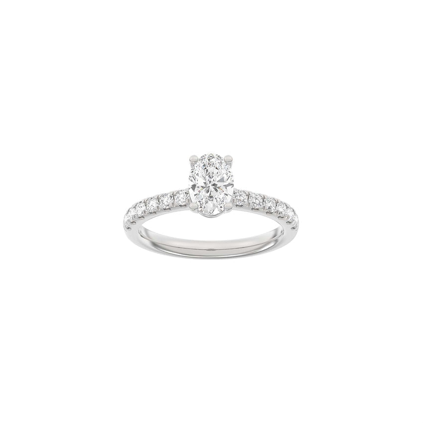 Luxury oval ring i 14 karat rhodineret hvidguld med 1,4 ct lab-grown diamanter fra Siersbøl.