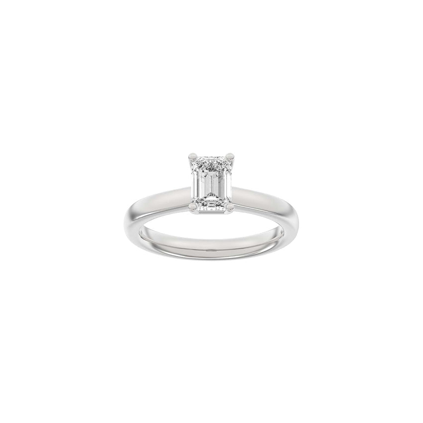 Luxury firkantet ring i 14 karat rhodineret hvidguld med 1,0 ct firkantsleben lab-grown diamant fra Siersbøl.
