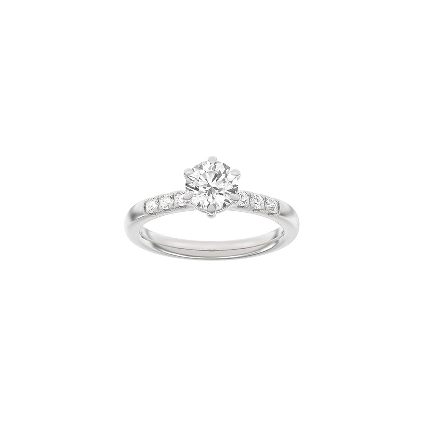Luxury rund ring i 14 karat rhodineret hvidguld med 1,2 ct lab-grown diamanter fra Siersbøl.