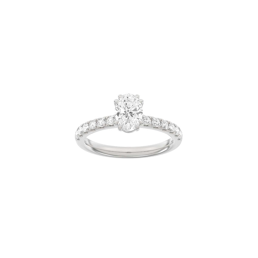 Siersbøl luxury oval ring i 14 karat rhodineret hvidguld med ovalt lab-grown diamantcenter og 1,4 ct lab-grown diamanter.