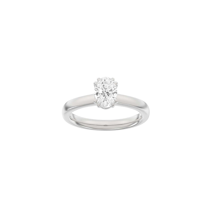 Luxury oval ring i 14 karat rhodineret hvidguld med 1,0 ct oval lab-grown diamant fra Siersbøl Luxury.