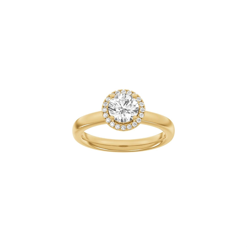 Siersbøl luxury halo ring i 14 karat guld med 1,12 ct lab-grown diamanter i rund halo-design.
