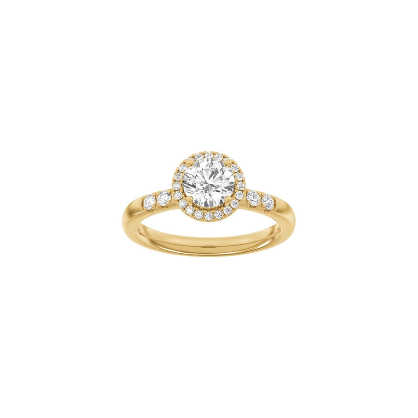 Luxury halo ring fra Siersbøl i 14 karat guld med 1,32 ct lab-grown diamanter i rund halo-design.