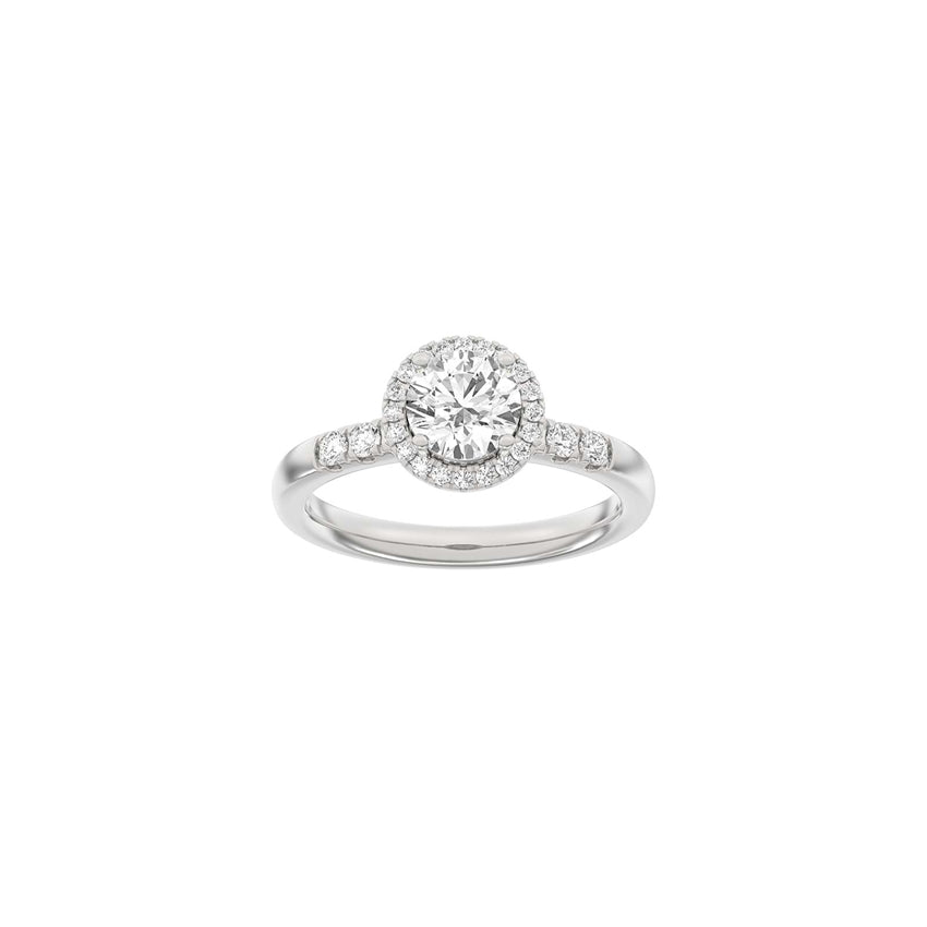 Luxury Halo ring fra Siersbøl i 14 karat rhodineret hvidguld med 1,32 ct lab-grown diamanter i rund halo-indfatning.