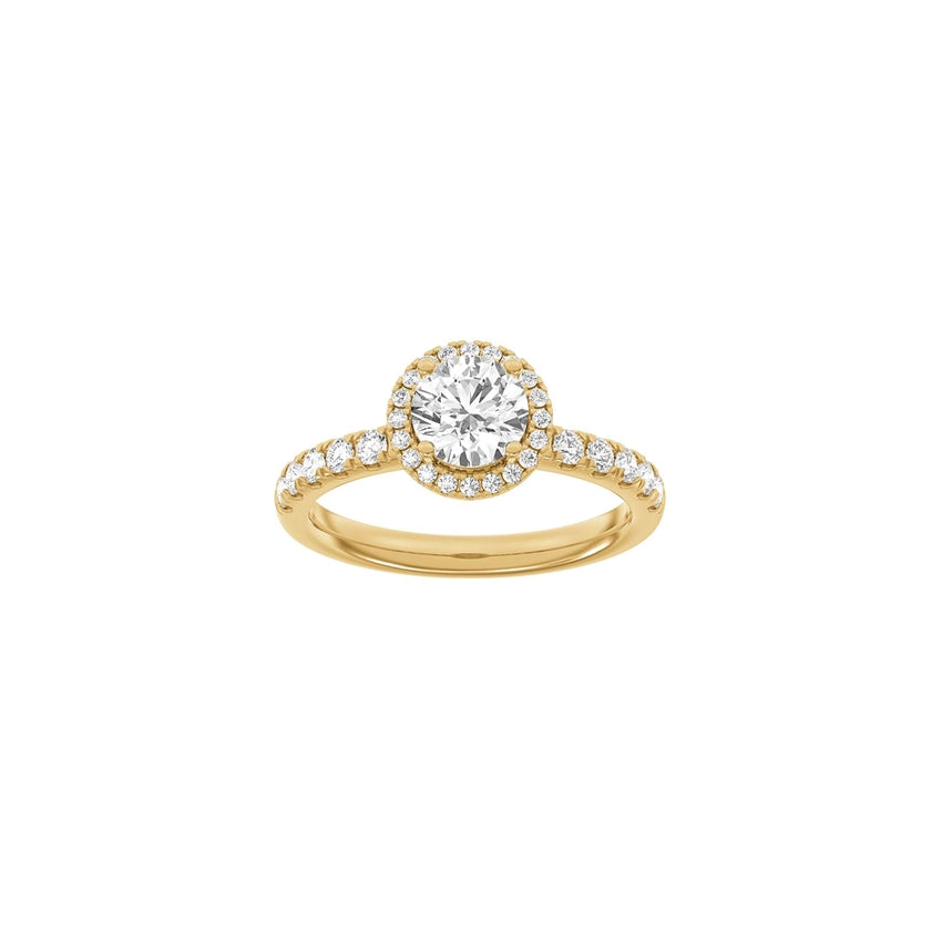Luxury Halo ring fra Siersbøl i 14 karat guld med 1,52 ct runde lab-diamanter i halo-design.