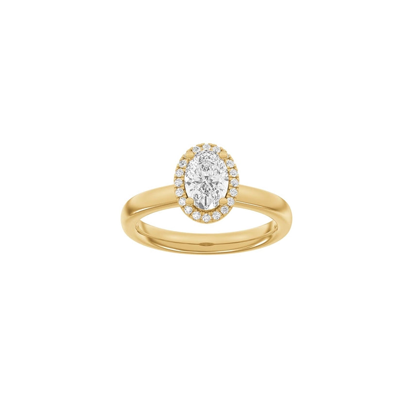 Siersbøl Luxury halo ring i 14 karat guld med oval lab-grown diamant 1,12 ct.
