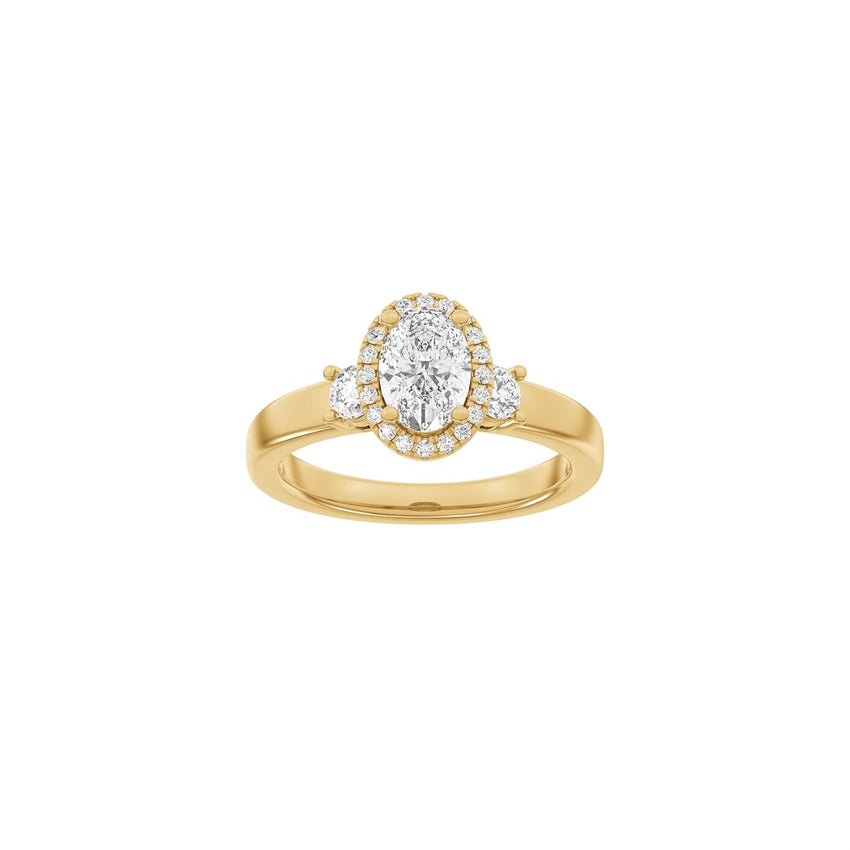 Luxury halo ring fra Siersbøl Luxury i 14 karat guld med ovale og runde lab-grown diamanter på i alt 1,45 ct.