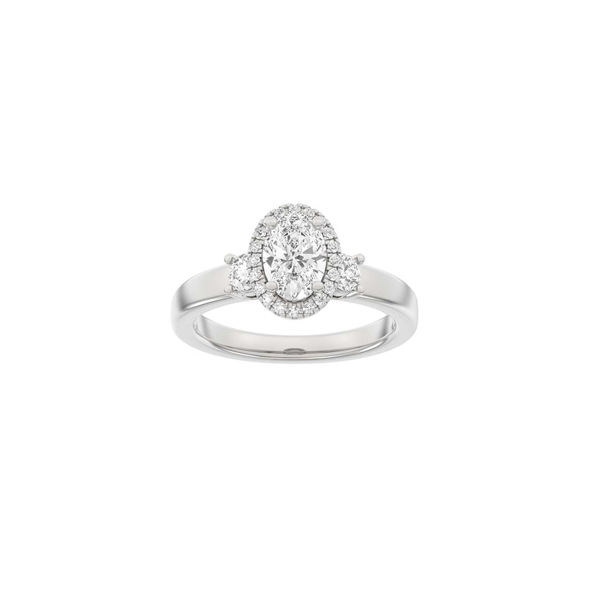 Luxury halo oval ring fra Siersbøl i 14 karat hvidguld med 1,45 ct lab-grown diamanter i halo-design.